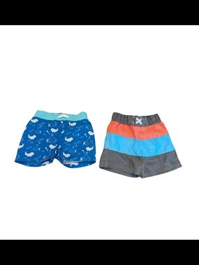 EUC Baby Boys 9 Month Swim Trunk Bundle Colorblock Whales